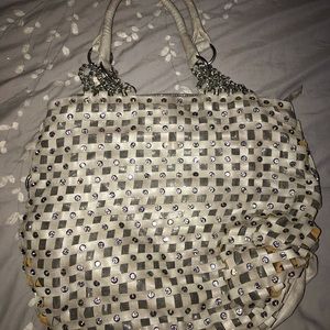 BLUE ELEGANCE RHINESTONE CRYSTAL HANDBAG GREY